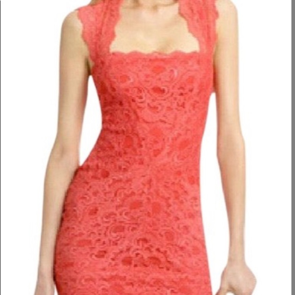 Nicole Miller Coral Lace Dress